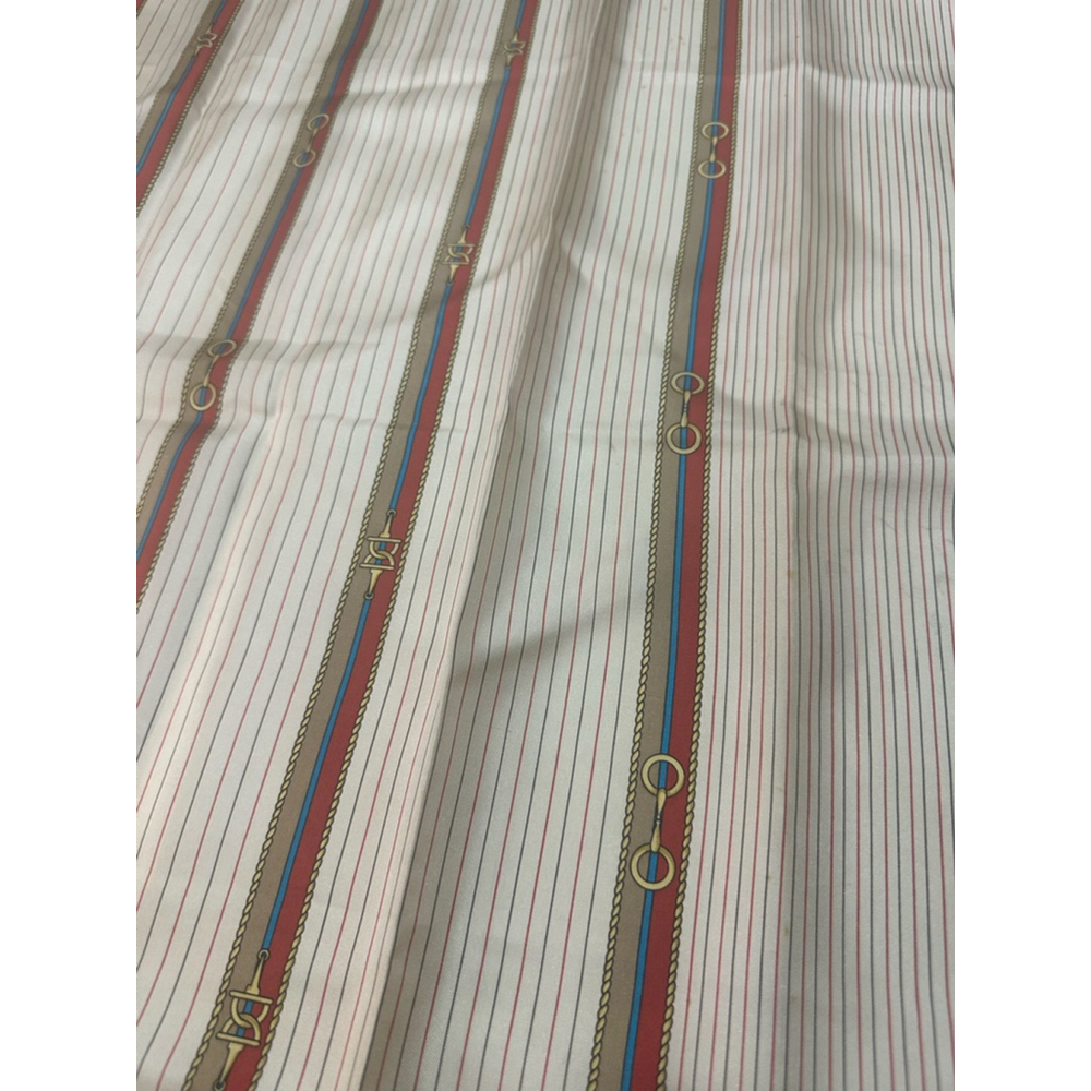 Women's Celine Brown Beige Striped Horsebit Silk Scarf One Size - Picture 2 of 4